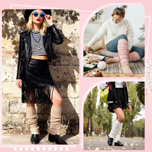 Vista 7 de Calentadores de piernas para mujer, lindos calcetines japoneses estilo Y2K, accesorios góticos de Halloween, Emo Gyaru
