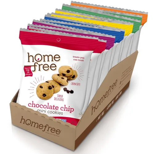 Homefree Paquete variado de mini galletas, sin gluten, sin nueces, vegano, paquetes de bocadillos de galletas, seguro para la escuela y apto para