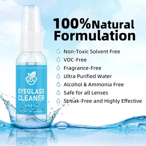 Vista 3 de Limpiador de Gafas Kit de Limpieza de Anteojos, Spray de Limpiadores de Lentes con Paño de Microfibra, Kit de Limpieza de Gafas Portátil