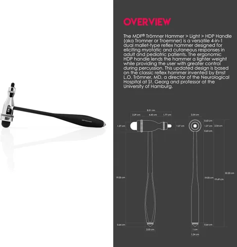 Vista 2 de MDF Tromner, Martillo de reflejos con pincel integrado para respuestas cutánea y superficial, rojo (MDF555 – 02), MDF555P, 1, 1