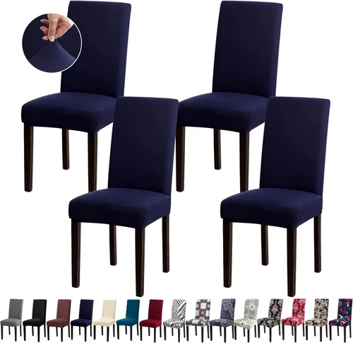Vista 26 de Fundas para Sillas, Juego de 4 Fundas Elásticas para Sillas de Cocina y Comedor, Fundas Lavables y Extraíbles para Sillas de Comedor para Hogar