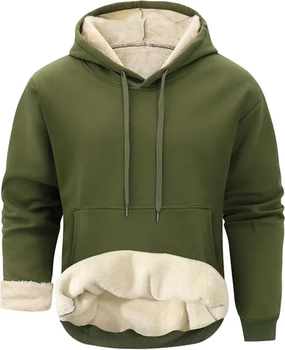 Gihuo Sudadera de forro polar con cuello redondo y forro polar para hombre 02 Ejército