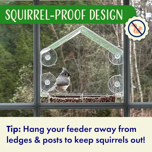 Vista 3 de Comedero para pájaros de ventana con ventosas fuertes, comederos de ventana transparentes para exteriores - casa de pájaros transparente, soporte