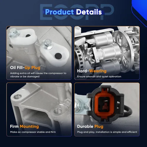 Vista 3 de ECCPP Compresor del A/C 2002-2006 para Nissan Altima 2004-2008 para Nissan Maxima 3.5L AC Compresor Pump DKS17D