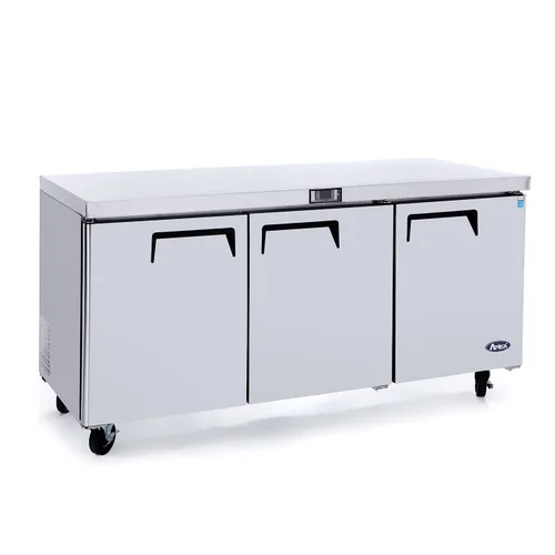 Atosa MGF8404GR Refrigerador de preparación de alimentos bajo encimera de 73 pulgadas para restaurante hotel bar | 3 puertas batientes sólidas, 3