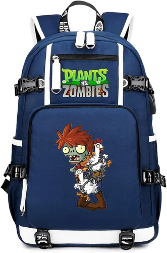 Vista 22 de ISaikoy Game Plants vs. Zombies - Mochila de hombro para libros, mochila escolar, color, Azul 1, Mochilas Daypack