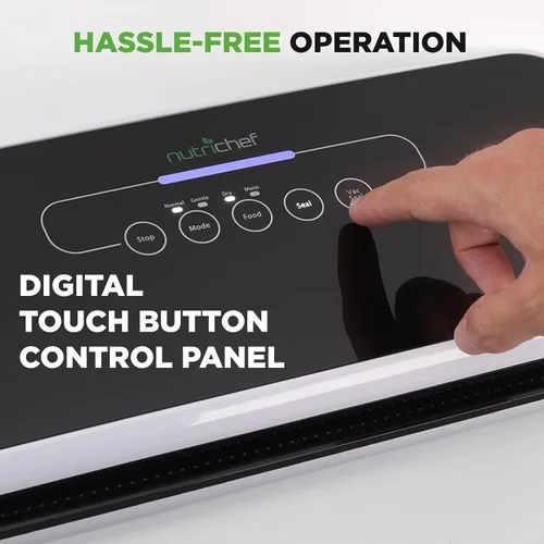 Vista 3 de NutriChef Sellador automático al vacío de alimentos, sistema eléctrico de conservación por sellado de aire para alimentos secos y húmedos, control