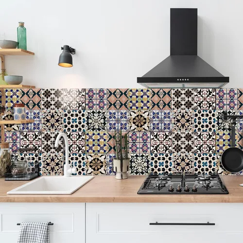 Vista 32 de Alwayspon Adhesivo para azulejos de pared moriscos para despegar y pegar, calcomanías de vinilo autoadhesivas para azulejos de cocina y baño, 4 x 4