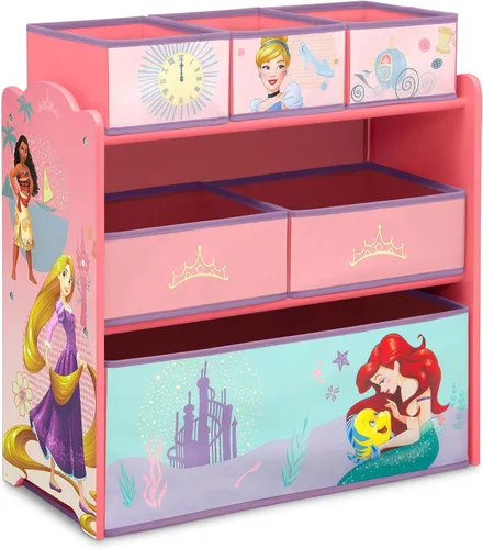 Vista 13 de Delta Children Design & Store Organizador de almacenamiento de juguetes de 6 compartimientos, Disney Princess