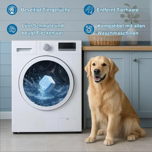 Vista 6 de flowcheer Limpiador de lavadora para pelo de mascotas y olores. Tabletas de limpieza profunda para lavadora de tambor y bañera. Descompone