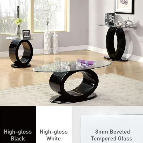 Vista 8 de Furniture of America Modine - Mesa de centro de cristal contemporánea, color blanco