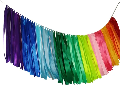 Vista 2 de Kingsnow Guirnalda de Cinta Arcoíris Pastel de 40 pulgadas para Baby Shower, Decoración de Fiesta de Cumpleaños, Guardería, Pancarta Arcoíris