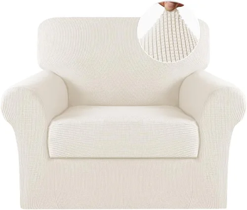 Vista 89 de Turquoize - Fundas de sillas de 2 piezas, fundas de sofá, funda de sillón con reposabrazos, protector lavable para sillas, tela jacquard gruesa Cian