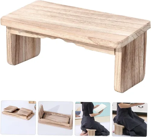 Vista 9 de Banco de meditación Taburete de yoga Taburete de madera para meditación Decoración Zen portátil