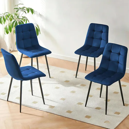 Vista 26 de Homedot Juego de mesa de comedor redonda de 5 piezas para 4, mesa de cocina gris de 37 pulgadas con 4 sillas de comedor negras sentadas