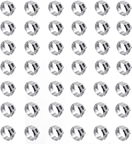 Vista 8 de Paquete de 40 abrazaderas de manguera de oreja individual de 0.236 a 0.276 pulgadas, abrazaderas PEX de acero inoxidable, abrazaderas de manguera