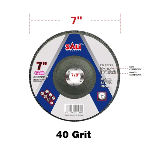 Vista 2 de Sali Paquete de 10 discos de aleta de grano 40 de 7 x 7/8 pulgadas, disco de lijado tipo bisel #29, amoladora angular de grado premium e industrial