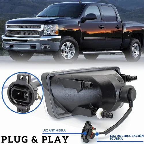 Vista 5 de Luz antiniebla LED con lámpara de conducción de parachoques DRL para Chevy Silverado 1500 2500HD 3500HD 2007-2014, Avalanche 2007-2011