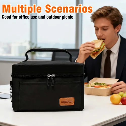 Vista 7 de ONFAON Lonchera para hombres/mujeres, lonchera reutilizable con aislamiento, bolsa de refrigeración a prueba de fugas, bolsa de almuerzo congelable