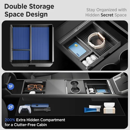 Vista 3 de Bandeja Organizadora de Consola Central para Tesla Model Y Accesorios Juniper 2025 2026/Para Tesla Model 3 Highland Accesorios 2024 2025 2026