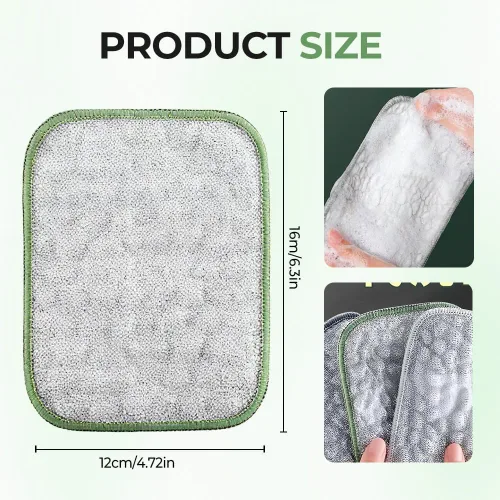 Vista 5 de Paño de limpieza multiusos de alambre para lavar platos, paño de limpieza de doble cara mejorado 2025, paño de acero inoxidable plateado e hilo