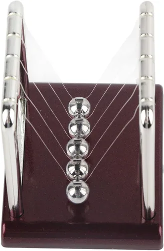 Vista 6 de Kikumi Newton Cradle Pendulum with 7 Balls, Physical Eternal Mo Square Balance Pendulum Ball Toy, Home Office, Desk, Table Decoration