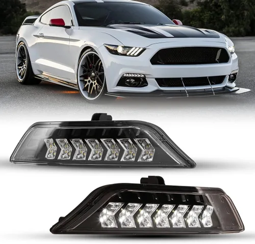 ROXX Conjunto de señal de giro DRL LED completo para Ford Mustang 2015 2016 2017, luces antiniebla LED Mustang con luces de circulación diurna y