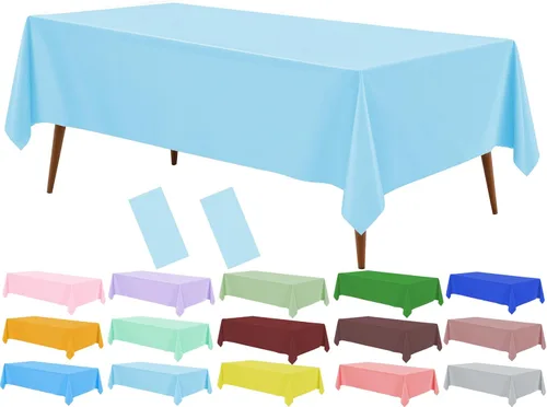 Vista 36 de Mantel de plástico crema, paquete de 2 manteles desechables color blanco hueso, mantel de 54 x 108 pulgadas para mesa rectangular, manteles