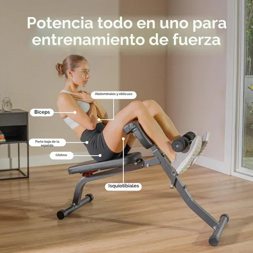 Vista 2 de Sunny Health & Fitness Silla romana multifunción con estación de inmersión y banco para sentarse, equipo de entrenamiento de fuerza ajustable