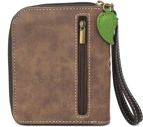 Vista 3 de CHALA Cartera con cremallera, pulsera, 8 ranuras para tarjetas de crédito, piel sintética resistente