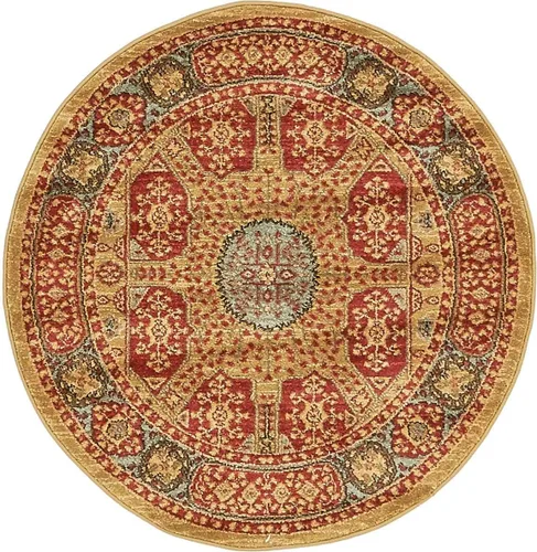 Vista 3 de Unique Loom Palace Collection - Alfombra tradicional, bohemia, medallón (3 pies 3 pulgadas x 3 pies 3 pies 3 pulgadas, redonda, rojo/bronceado)