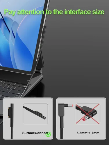 Vista 2 de Cargador de 127 W 102 W compatible con Microsoft Surface Laptop Studio/Go 1 2 3 Book 3 2 1/Surface Laptop 7 6 5 4 3 2 1 Surface Pro 10 9 8 7 7+ 6 5