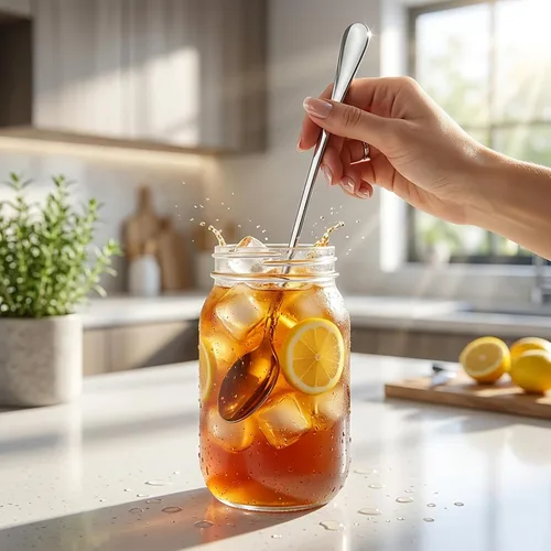 Vista 4 de Cucharas de té helado de mango largo, cucharas de cóctel de acero inoxidable 18/10 de 7.9 pulgadas con mango ergonómico grueso, agitadores altos