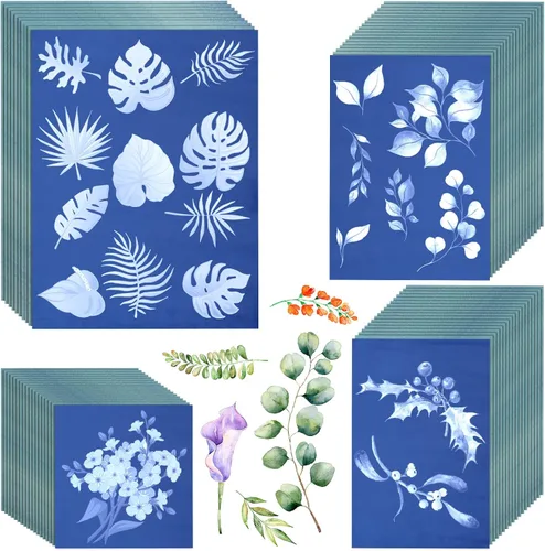 100 hojas de papel cianotipo de papel solar A4 A5 A6 papel de dibujo solar sensible naturaleza papel de impresión para niños y adultos, manualidades