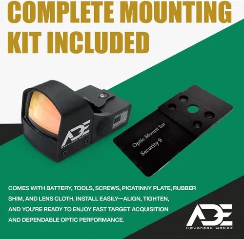 Vista 6 de ADE Advanced Optics Crusader RD3-009 - Mira de punto rojo - Incluye placa de montaje para Ruger Security 9 - Tecnología óptica Motion Awake Reflex