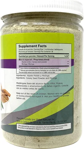 Vista 2 de Betel Natural Leche de Alpiste con Moringa Sin Sílice- Gran Fuente de Fibra - 16 Oz