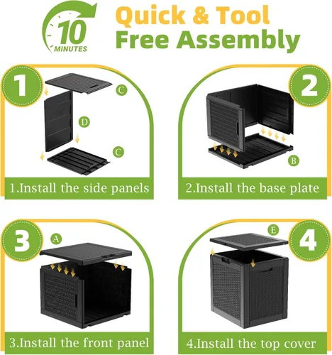 Vista 7 de Caja de almacenamiento para exteriores de 35 galones, resistente a la intemperie, protección UV, impermeable, caja de resina para jardín, patio