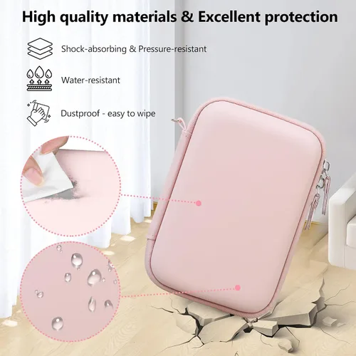 Vista 6 de Funda de transporte compatible con cámara instantánea Fujifilm Instax Mini EVO, bolsa de viaje con bolsillo de malla para fotos, cables USB Negro