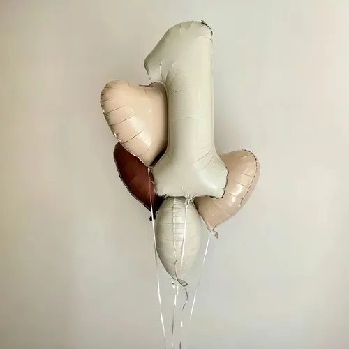 Vista 4 de Globos beige de 40 pulgadas con números grandes 3, globos de helio de dígito 3 de color blanco marfil autoinflables para terceras niñas, globos