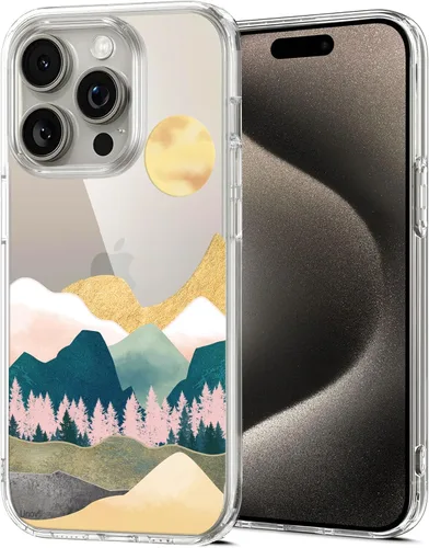 Vista 13 de Unov Case for iPhone 15 Case Clear with Design Embossed Cherry Pattern Soft TPU Bumper Slim Protective 6.1 Inch (Black Cat)