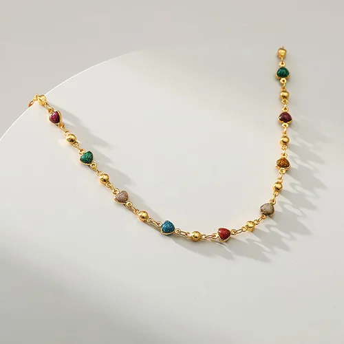 Vista 52 de Gargantilla con cuentas para mujer, chapada en oro de 18 quilates, gargantilla delicada para mujer