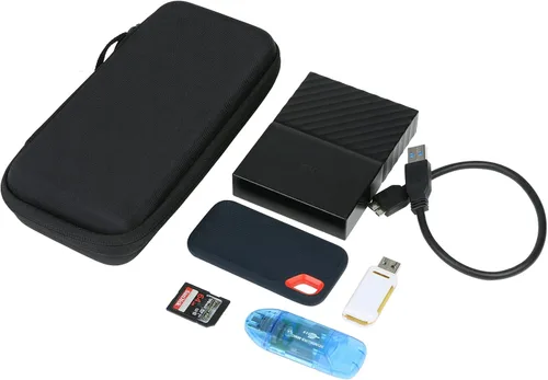 Vista 4 de co2CREA - Funda rígida de viaje para disco duro portátil WD My Passport de 1 TB 2 TB 3 TB 4 TB (negro)
