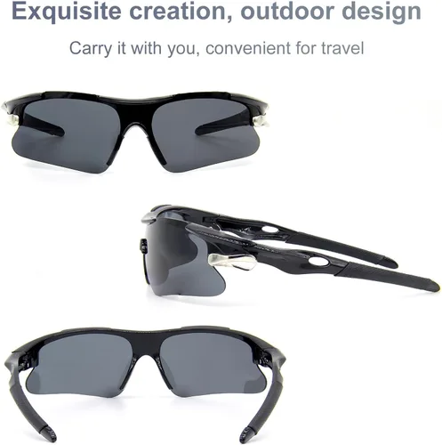 Vista 2 de Gafas de sol deportivas unisex con protección UV400, lentes inastillables, resistentes al viento, marco ligero para correr, ciclismo, escalada