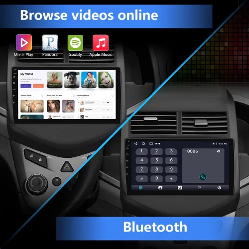 Vista 6 de Estéreo de coche Android 13 para Chevy Aveo Sonic 2011-2015, pantalla táctil de 9 pulgadas, radio de coche con CarPlay inalámbrico Android Auto