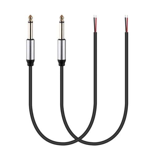 Vista 2 de HIEbee Repuesto de enchufe macho de 0.250 in a cable desnudo, extremo abierto, TS de 2 polos, mono de 1/4 de pulgada y 0.250 in, cable de audio