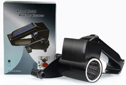 Vista 2 de Rallador de Queso con Asa, Rallador Giratorio de Queso, para Verduras, Chocolate, Queso Duro y Frutos Secos, Negro