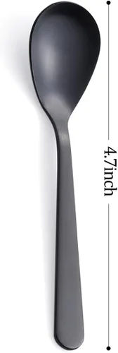 Vista 3 de Cucharas de café expreso Demitasse negro mate, acabado satinado de acero inoxidable, mini cucharaditas, cucharas de azúcar, 4.7 pulgadas, juego de 6
