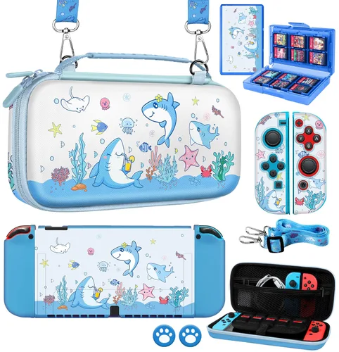 Vista 12 de Gurgitat 6in1 Kits Accessories Bundle for Nintendo Switch 2 2025 - Cute Carrying Case, Protective Cover, Grips, Thumb Grips, 24 Game Holder