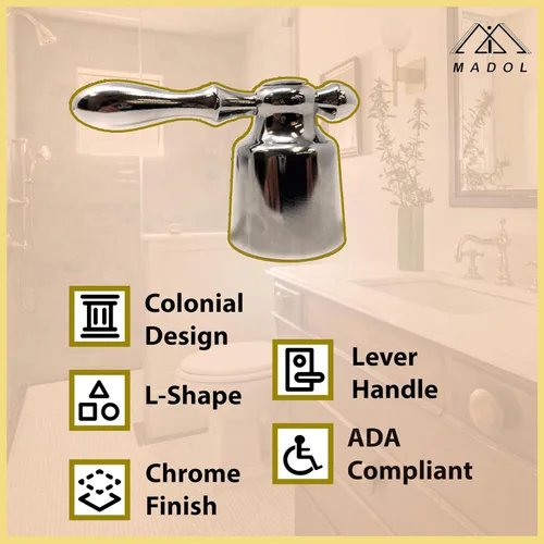 Vista 4 de [MADOL] Juego de 2 manijas de grifo de piezas, asas de repuesto duraderas con ajuste universal y acabado cromado, se adapta a muchos vástagos