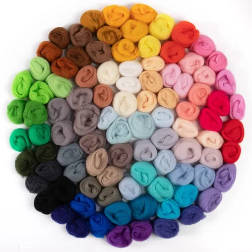 96 piezas de lana para fieltro con aguja de 10.4 oz - 48 colores de lana natural para ovillos de fieltro para principiantes, 3 g/paquete